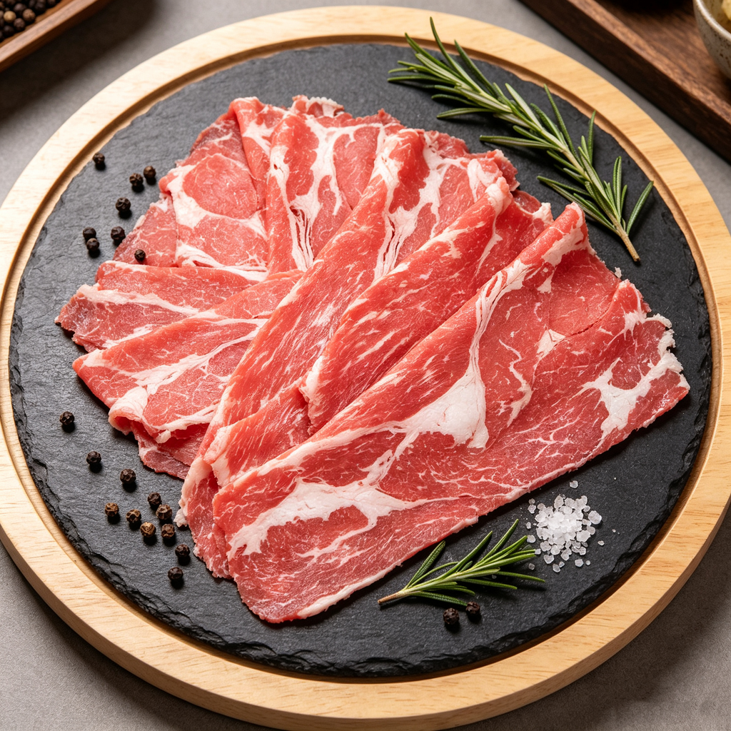 Frozen Raw Marbled Beef Slices