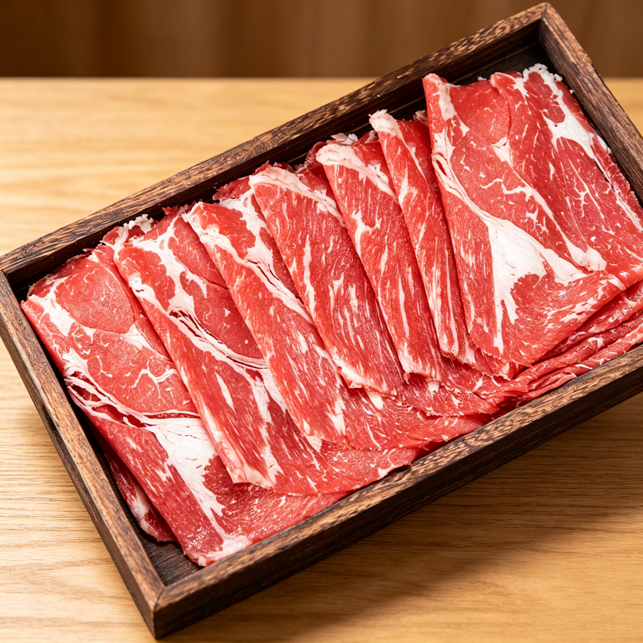 Frozen Raw Marbled Beef Slices